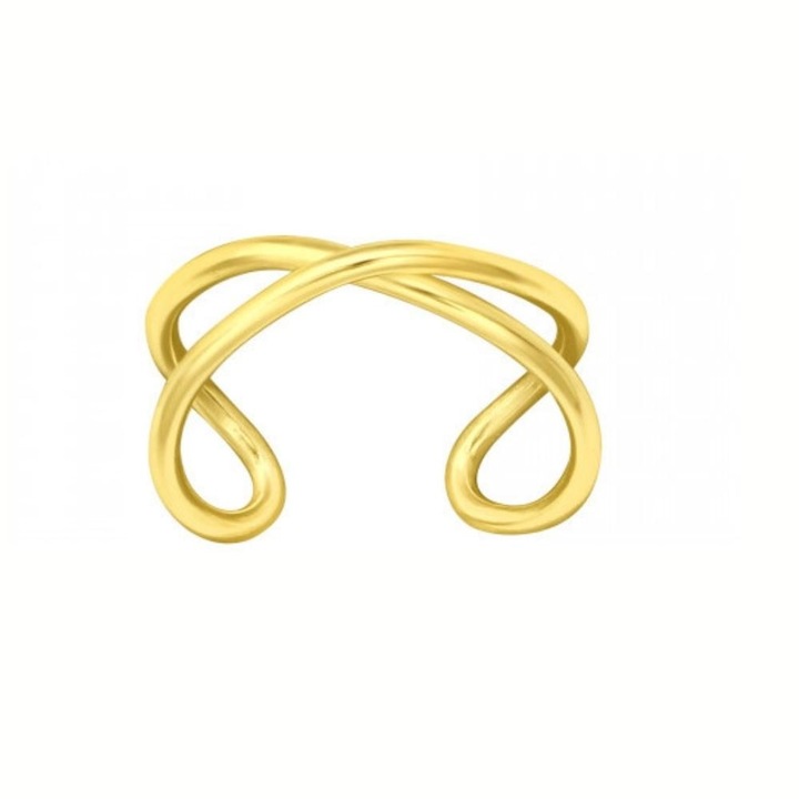 Cercel ear cuff Boutique 23 Gold Infinity din argint 925 placat cu aur 14 K, model pentru ureche, cutie bijuterii, auriu