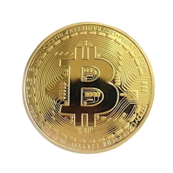 Bitcoin gyűjthető érme, dekoratív, plusz védőtok, átmérő 40 mm, arany