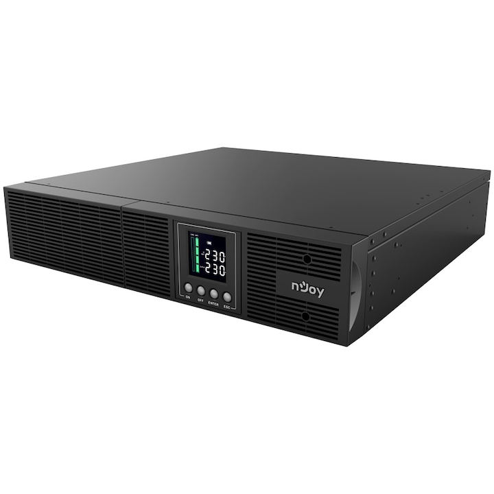 nJoy Aster 2K 2U On-line UPS, 2000VA/1800W, 8 db IEC C13 aljzat, dupla konverzió, LCD kijelző