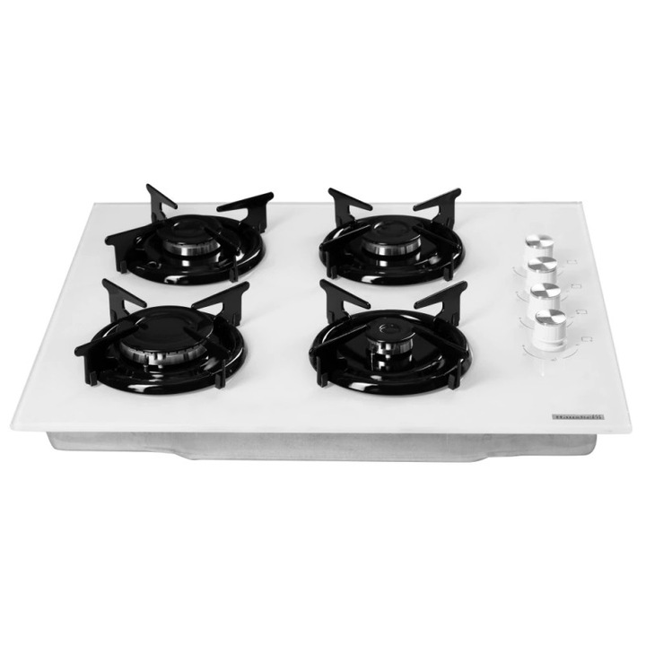 Котлон за вграждане Hausberg HB-563AB, Газ, 4 горелки, Автоматично запалване, Бял