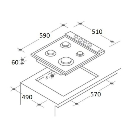 Plita incorporabila Hausberg HB-563NG, Gaz, 4 arzatoare, Sticla, Aprindere automata, Negru