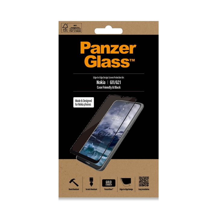 Protector de sticla PanzerGlass pentru Nokia G11, Nokia G21, CaseFriendly, Negru