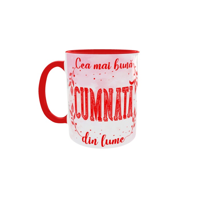 Cana gift shop personalizata cu mesaj, Cea mai buna cumnata din lume, din ceramica, 330ml