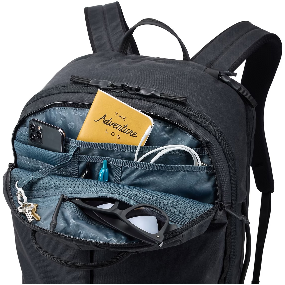 Rucsac THULE Aion, pentru notebook de max. 15 .6 inch, 2 compartimente, buzunar frontal x 2, buzunar lateral x 2, waterproof, nylon, Negru