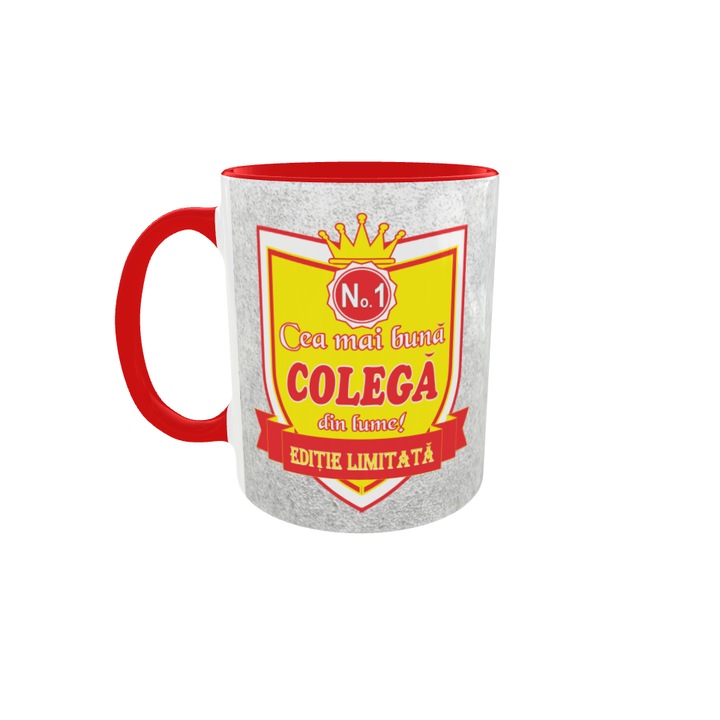 Cana gift shop personalizata cu mesaj, Cea mai buna colega din lume editie limitata, din ceramica, 330ml