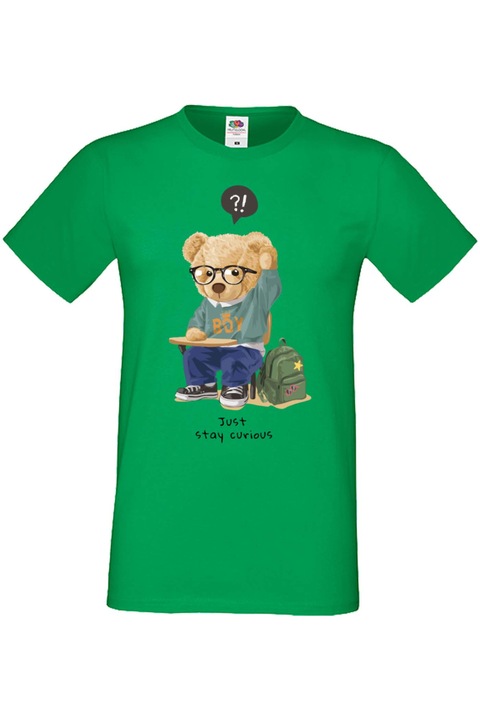 Мъжка Тениска Cute Cuddly Teddy Bear Tralala Cute Bear Just Stay Curious, Зелен, L
