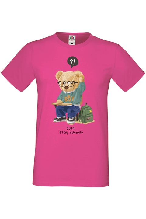 Мъжка Тениска Cute Cuddly Teddy Bear Tralala Cute Bear Just Stay Curious, Розов, 2XL