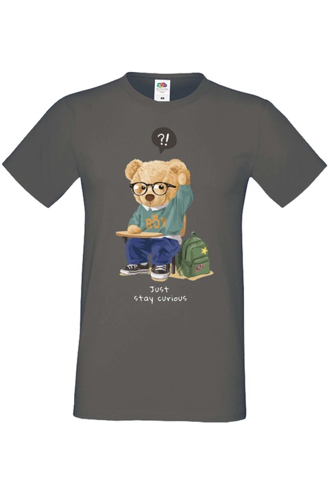 Мъжка Тениска Cute Cuddly Teddy Bear Tralala Cute Bear Just Stay Curious, Тъмносив, 2XL