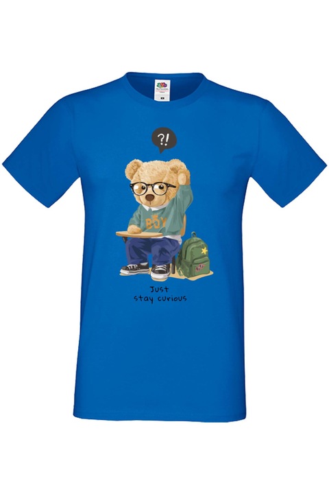 Мъжка Тениска Cute Cuddly Teddy Bear Tralala Cute Bear Just Stay Curious, Син, 2XL