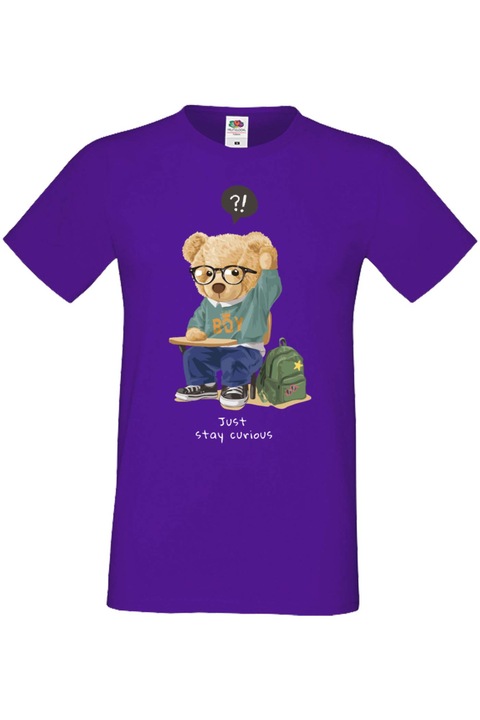 Мъжка Тениска Cute Cuddly Teddy Bear Tralala Cute Bear Just Stay Curious, Лилав, 2XL
