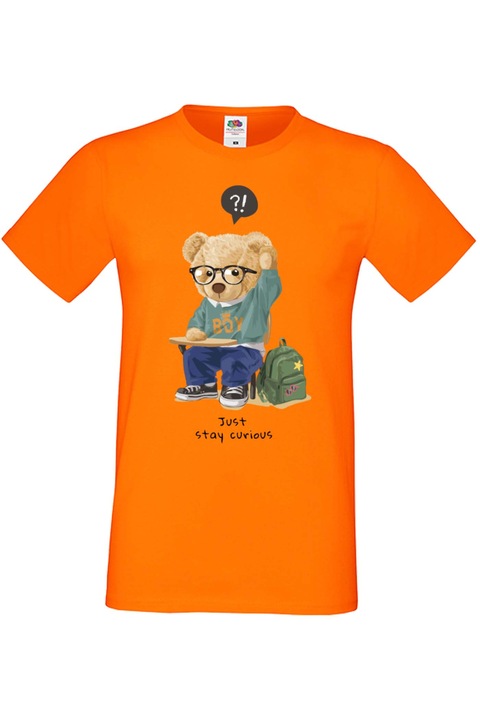 Мъжка Тениска Cute Cuddly Teddy Bear Tralala Cute Bear Just Stay Curious, Оранжев, S