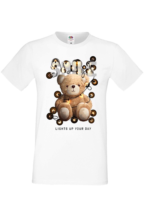 Мъжка Тениска Cute Cuddly Teddy Bear Tralala Cute Bear Smile, Бял, M