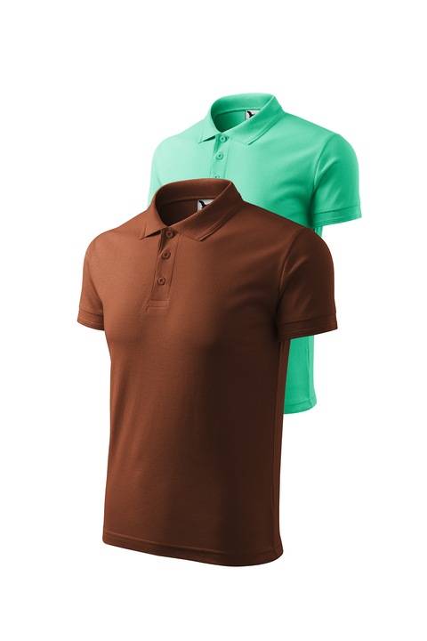 2 darab férfi galléros póló szett, Malfini, mix 53, Csokoládé/Mentazöld