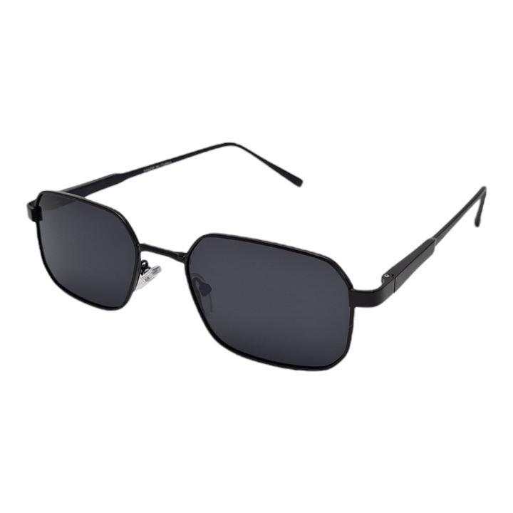 Ochelari de soare Polarizati, unisex, dreptunghiulari, brat aluminiu, negru