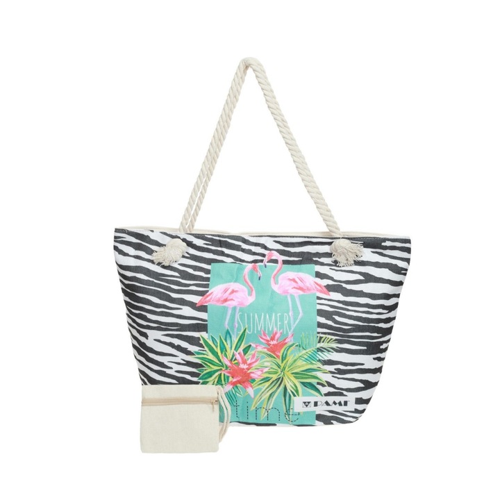 Geanta de plaja, Mare, Summer Time, Alb/Negru