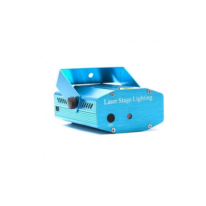 Mini 3D lézerprojektor fényjátékokkal, HYT ®, két üzemmód, két szín és különféle animációs formák, tartóállvánnyal, kék