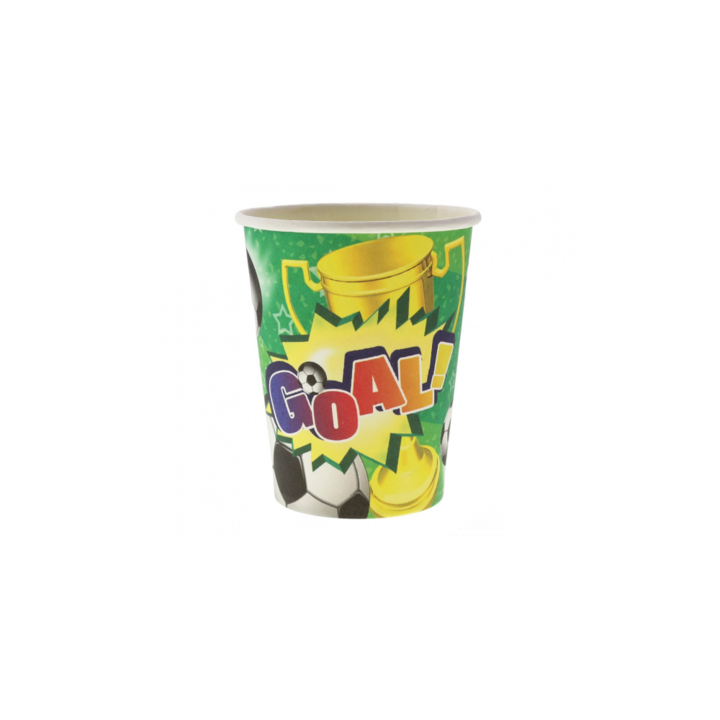 Комплект от 6 парти чаши, изработени от картон, футболен модел, 200 мл