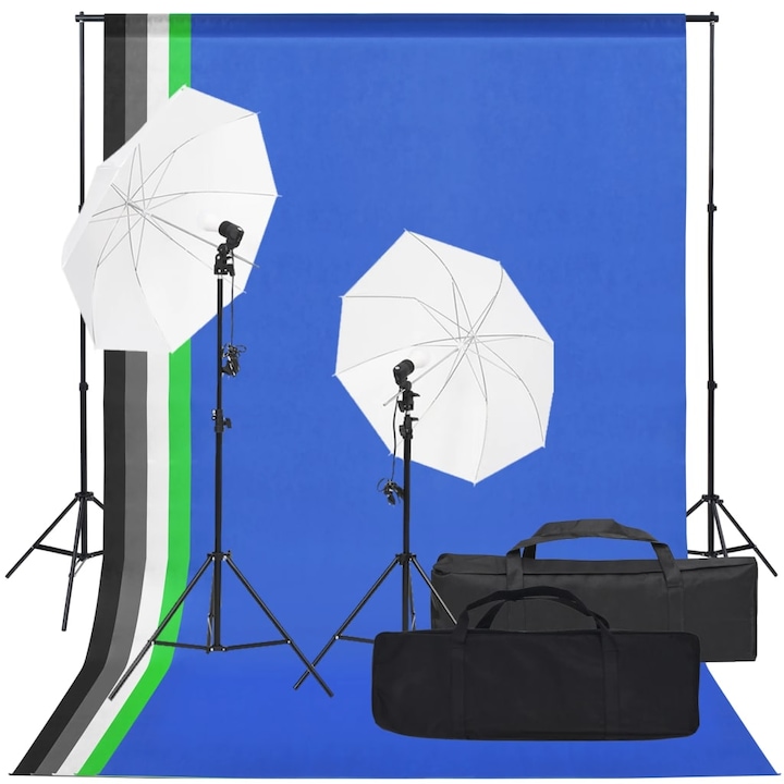 Kit studio foto cu set de lumina si fundal vidaXL, 88 x 28 x 14 cm