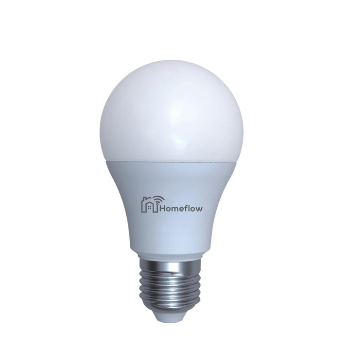 Bec LED Wireless Homeflow B-5010, E27, 9W (25W), 806lm, dimabil, lumina calda/ rece, Control de pe telefonul mobil