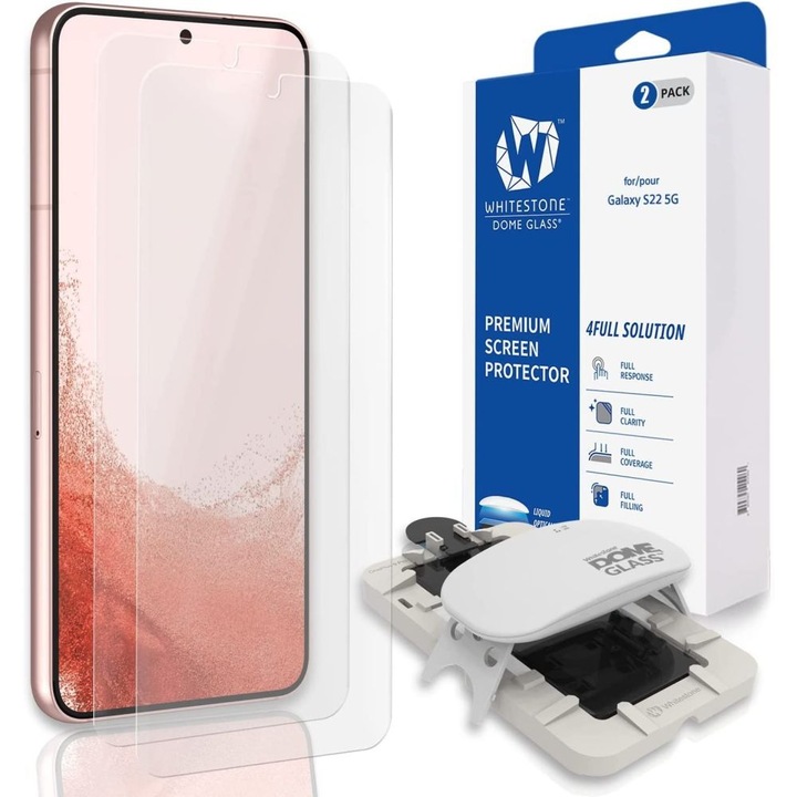 Стъклен протектор Whitestone Dome Glass UV, 2-Pack за Samsung Galaxy S22, Прозрачен