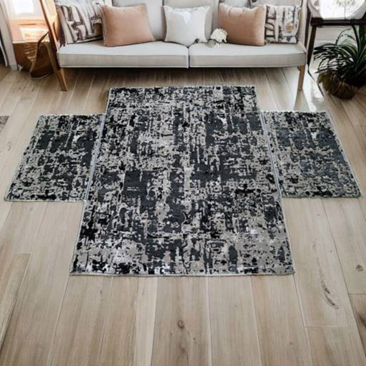 Комплект килими Victoria 1x140x200cm и 2x60x100cm -0791 сив