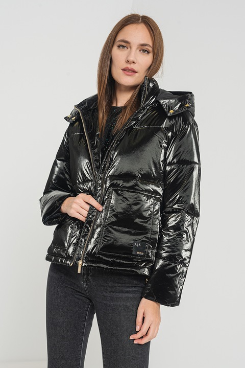 ARMANI EXCHANGE, Steppelt bélelt télikabát, Fekete, M