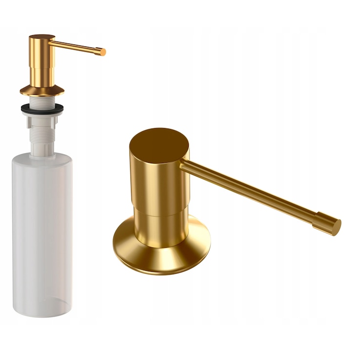 Dispenser pentru chiuveta Granitan, 300 ml, 250 mm, Alama/PVC/Otel inoxidabil, Auriu