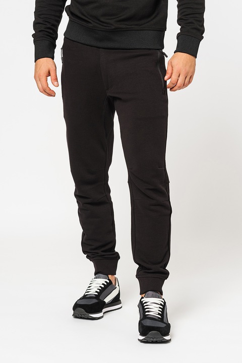 ARMANI EXCHANGE, Pantaloni de trening conici cu buzunare cu fermoar, Negru