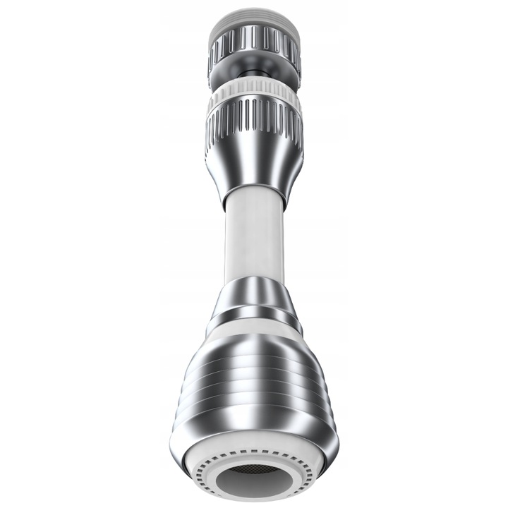 Aerator baterie baie, Granitan, Plastic, 2 Functii, Alb si crom