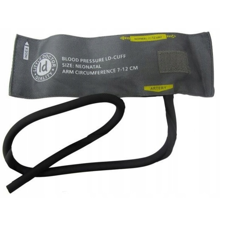 Manseta tensiometru Little Doctor 7–12 cm pentru nou-nascuti, Little Doctor, Nylon/Pvc, Culoare Gri, compatibila cu modele semiautomate si mecanice