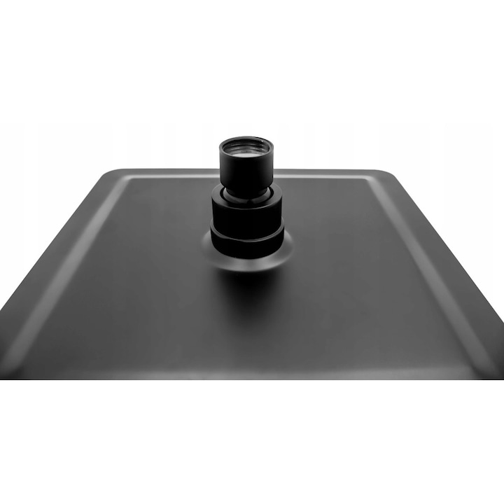 Para Dus, Granitan, Slim, 20 x 20 cm, Neagra, Metalica, Din Otel Inoxidabil 304, Ultra Subtire 2 mm, Sistem Anti-Calc, Rezistenta La Coroziune, Racord Standard 1/2", Jet Uniform, Set Montaj Inclus