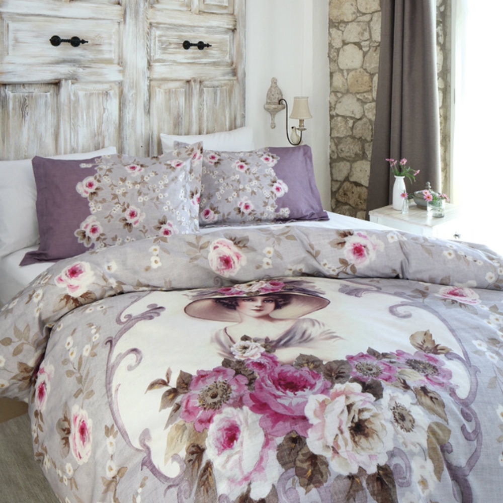 Lenjerie de pat bumbac Bellissimo, Imprimeu 3D, bumbac 100%, pentru pat 2 persoane, 4 piese, 200x220 / 50x70