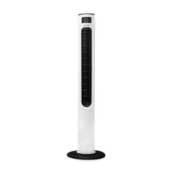 Ventilator turn cu afisare temperatura, 3 viteze, 55 W, Timer, Inaltime 120 cm, Telecomanda