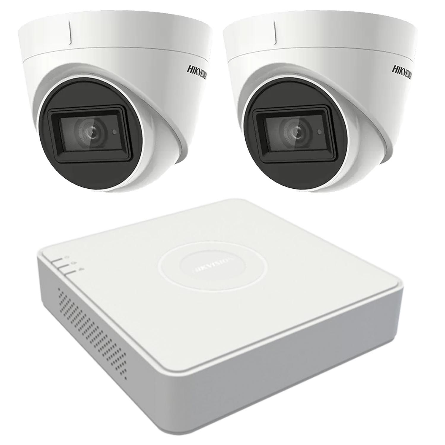 Система за видеонаблюдение 2 камери Hikvision 5MP, обектив 1.5mm, IR ...