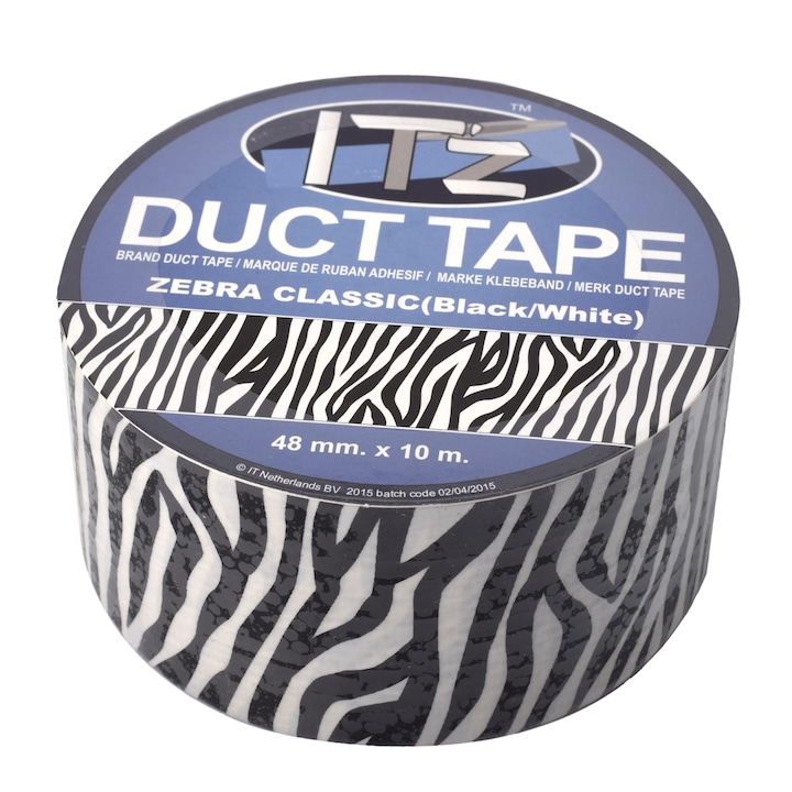 Banda adeziva Itz Duct Tape, 10 m x 4.8 cm, Zebra Classic