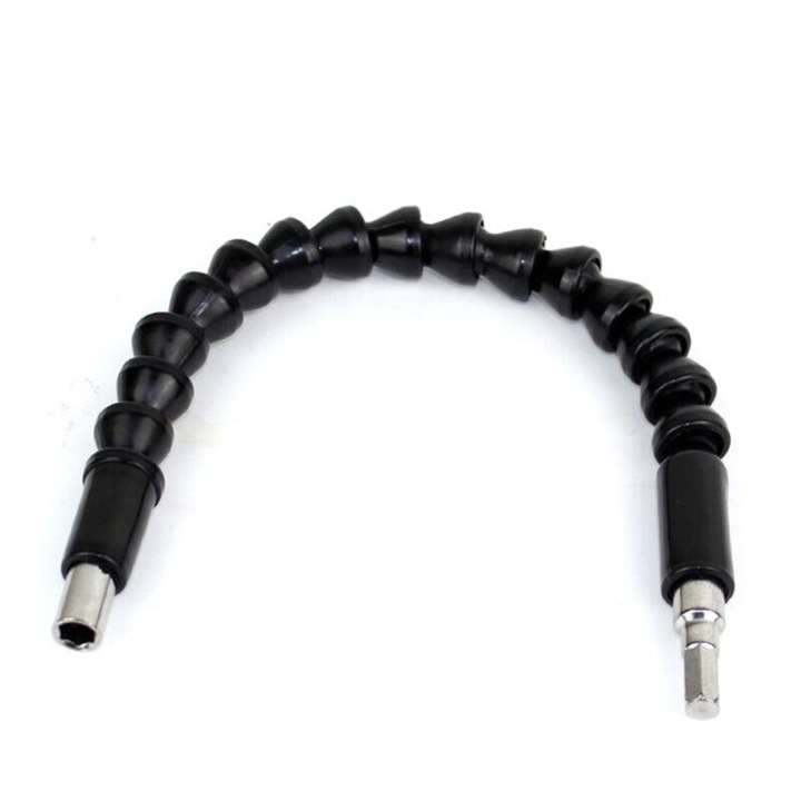 Extensie flexibila pentru surubelnita, filetanta, bormasina, culoare neagra