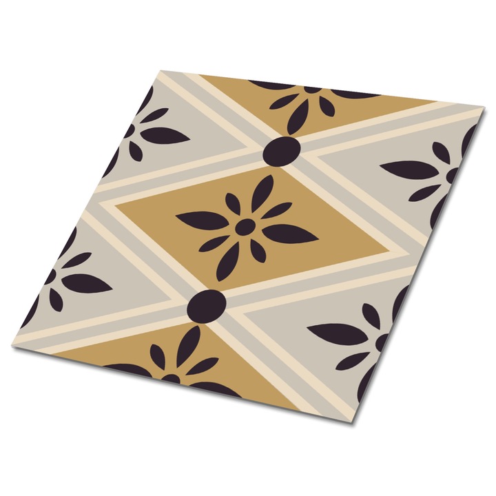 Set 9 bucati. Tulup. Placi de vinil. Model floral. Multicolor. 30 cm x 30 cm. 010310410010000020843