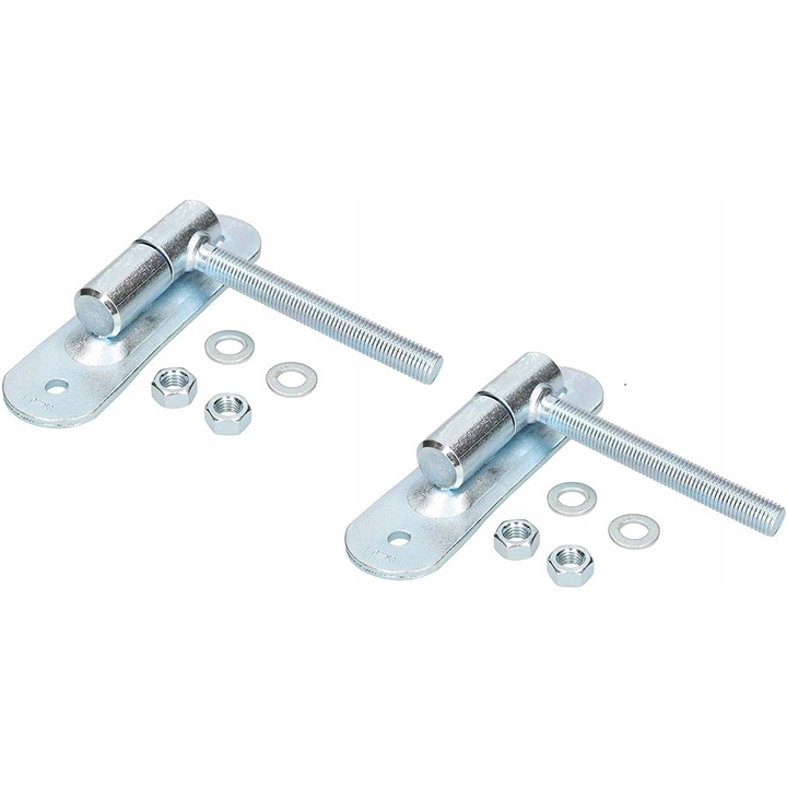 Set 2 balamale pentru poarta Kotarbau, Cu surub reglabil, M16, 120 mm, Otel, Argintiu