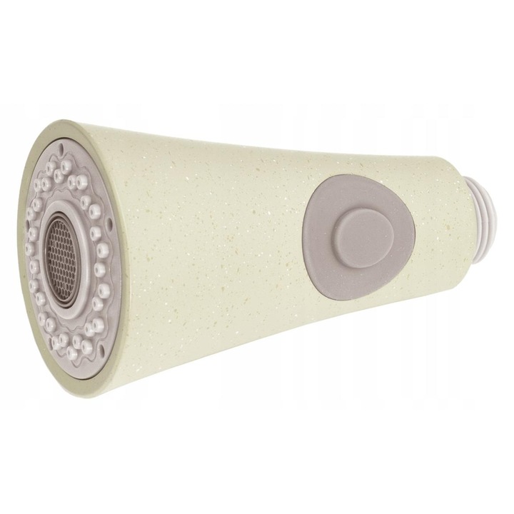 Dus Pentru Baterie, Granitan, 85 x 55 mm, Bej, 2 Functii Jet Si Dus, Compatibil Cu Furtun 1/2, PVC Rezistent, Usor De Montat, Anti Calcar, Ideal Pentru Bucatarie, Practic In Utilizare Zilnica, Design Modern Si Confortabil Pentru Diverse Baterii