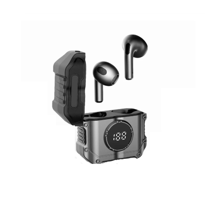 Bluetooth 5.2 vezeték nélküli fejhallgató, basszus, zajcsökkentő funkció, szürke, M2-TWS