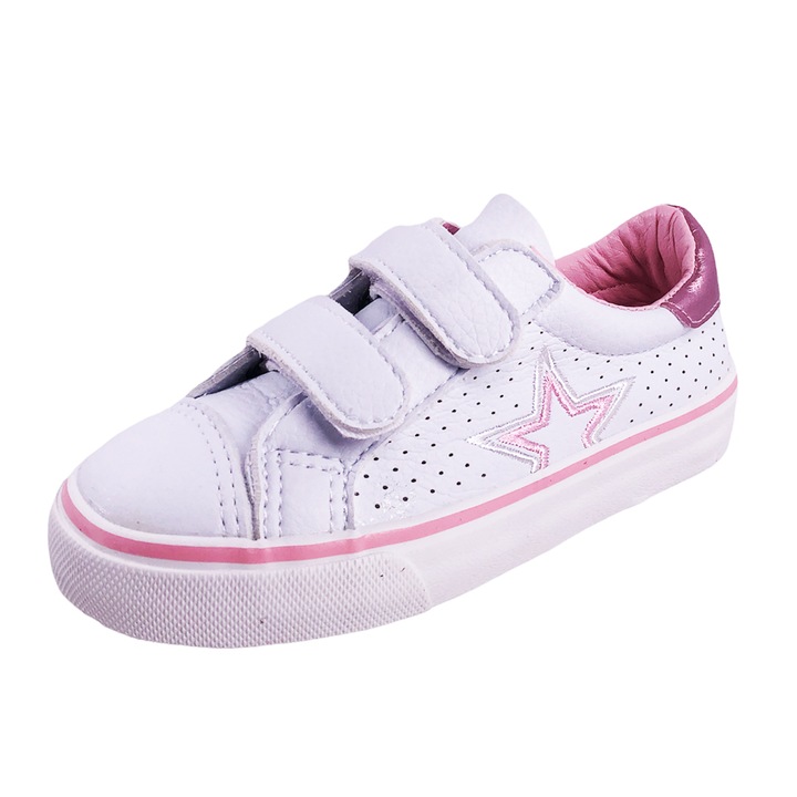 Gyerek tornacipő Chippo Kids 93132, 24-30, Eco bőr, Fehér/Rózsaszín