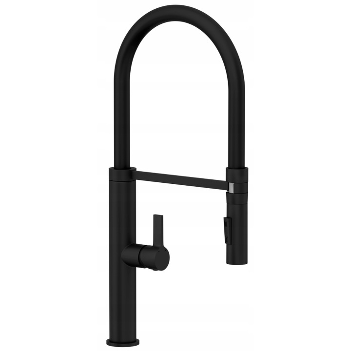 Смесител за кухня Granitan, Месинг, 485 мм, Черен