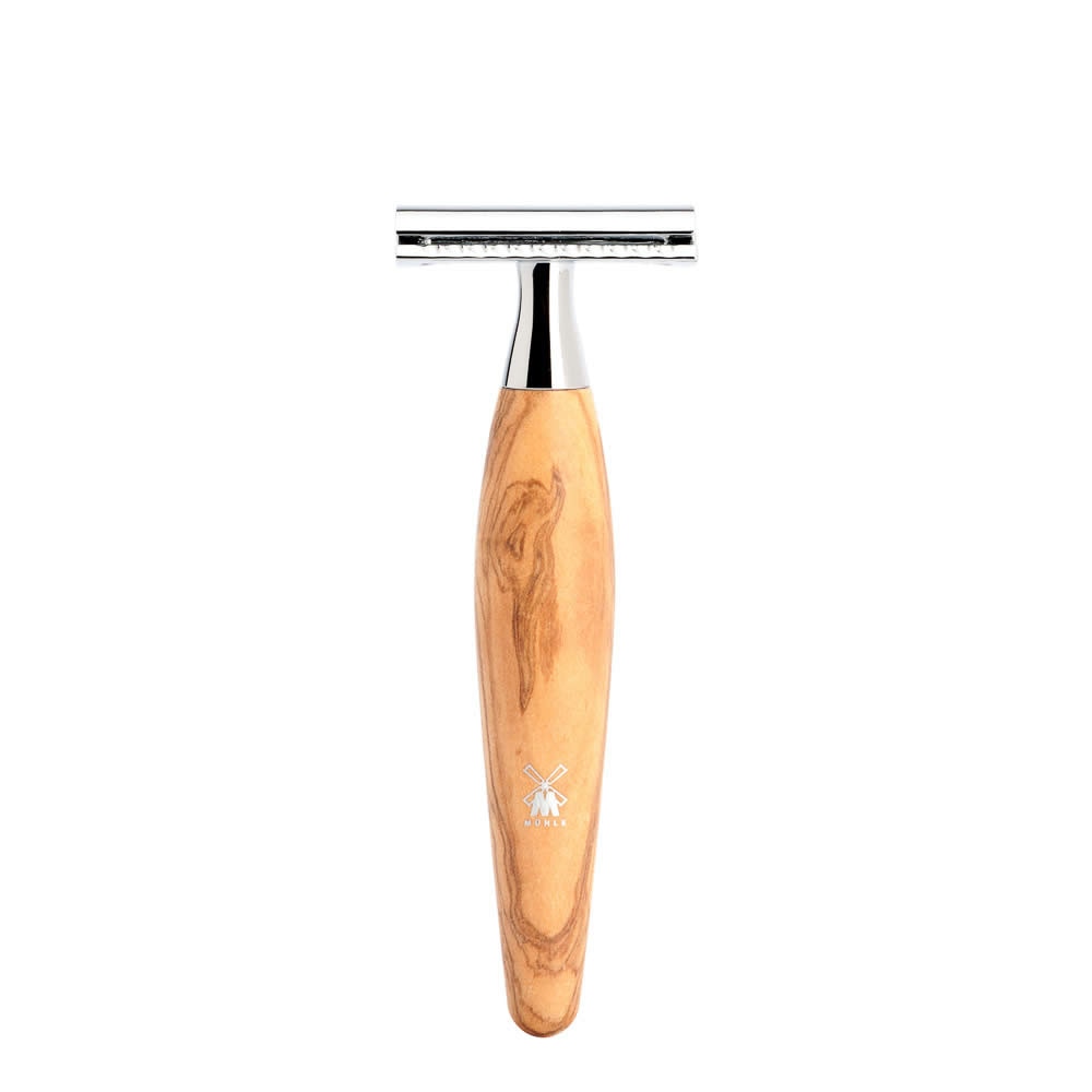 Aparat de ras clasic Muehle Safety Razor cu maner din lemn de maslin piaptan inchis Kosmo R 870 SR