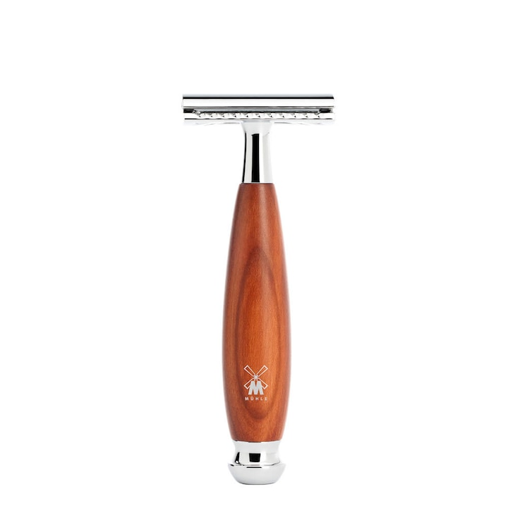 Aparat de ras clasic Muehle Safety Razor cu maner din lemn de prun piaptan inchis Vivo R 331 SR
