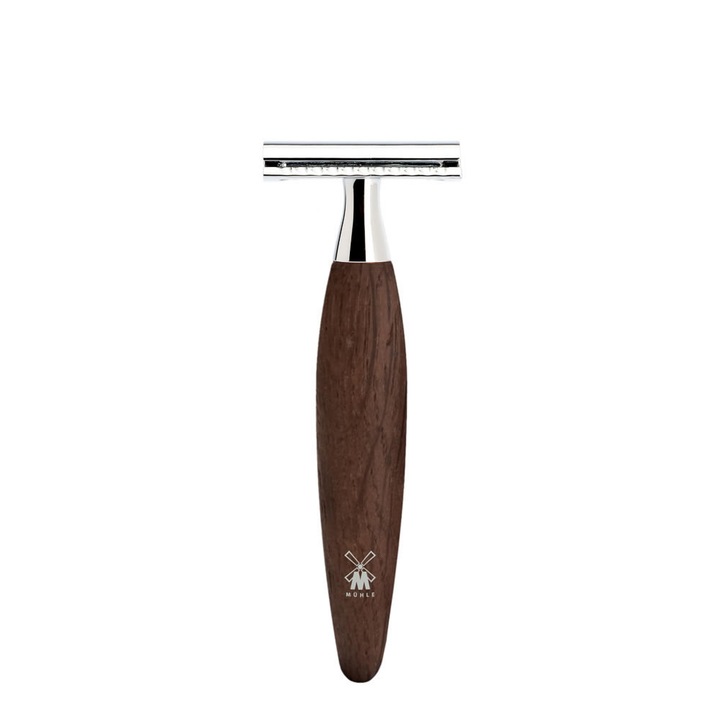 Aparat de ras clasic Muehle Safety Razor cu maner din lemn de stejar mlastina piaptan inchis Kosmo R 873 SR