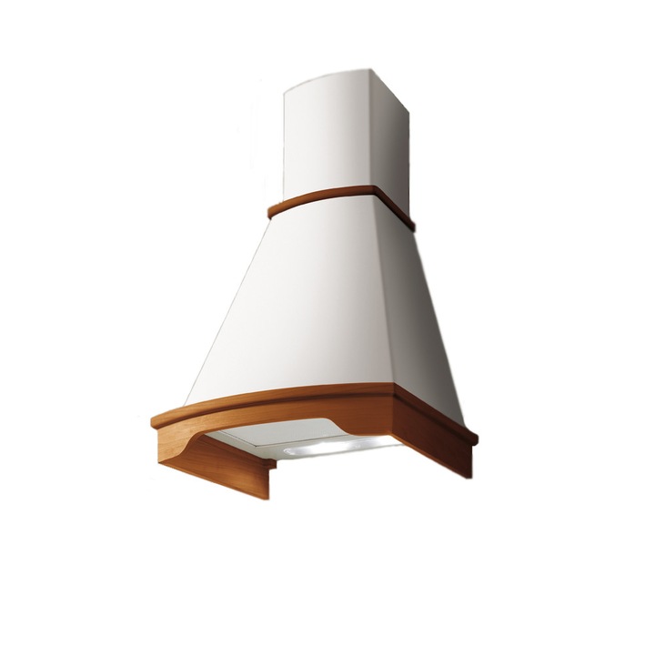 Абсорбатор Elica Coraline WH/A/60 T.Grezzo, Мощност Мощност на абсорбация 435 м3/ч, 1 Мотор, 60 см, Бял/Дърво