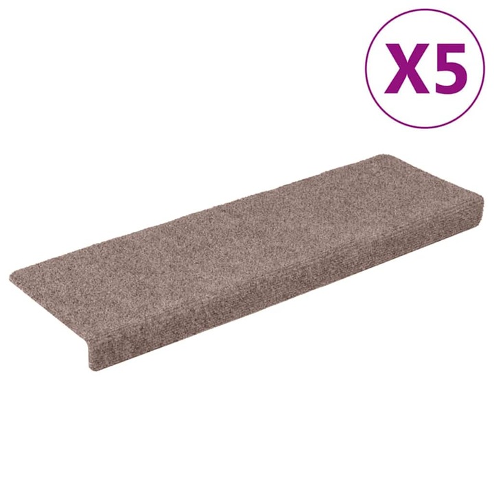 VidaXL 5 db barna tűlyukasztott lépcsőszőnyeg 65x21x4 cm 1.5 kg 149722