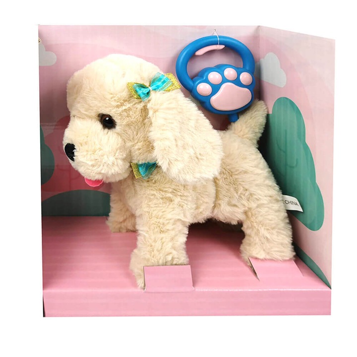 Ходещо плюшено куче, с дистанционно управление, с панделка