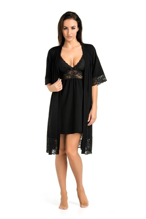 Дамски халат от вискоза Gloria Teyli, Черен