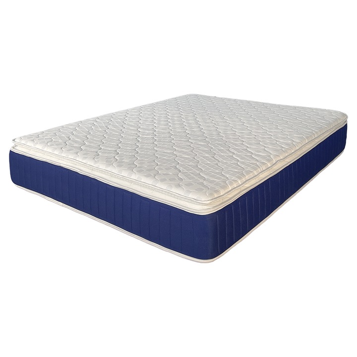 Saltea ortopedica Nico Lux Topper Blue 90 cm x 190 cm x 24 cm confort Socub, cu plasa de arcuri si spuma poliuretanica, ferma